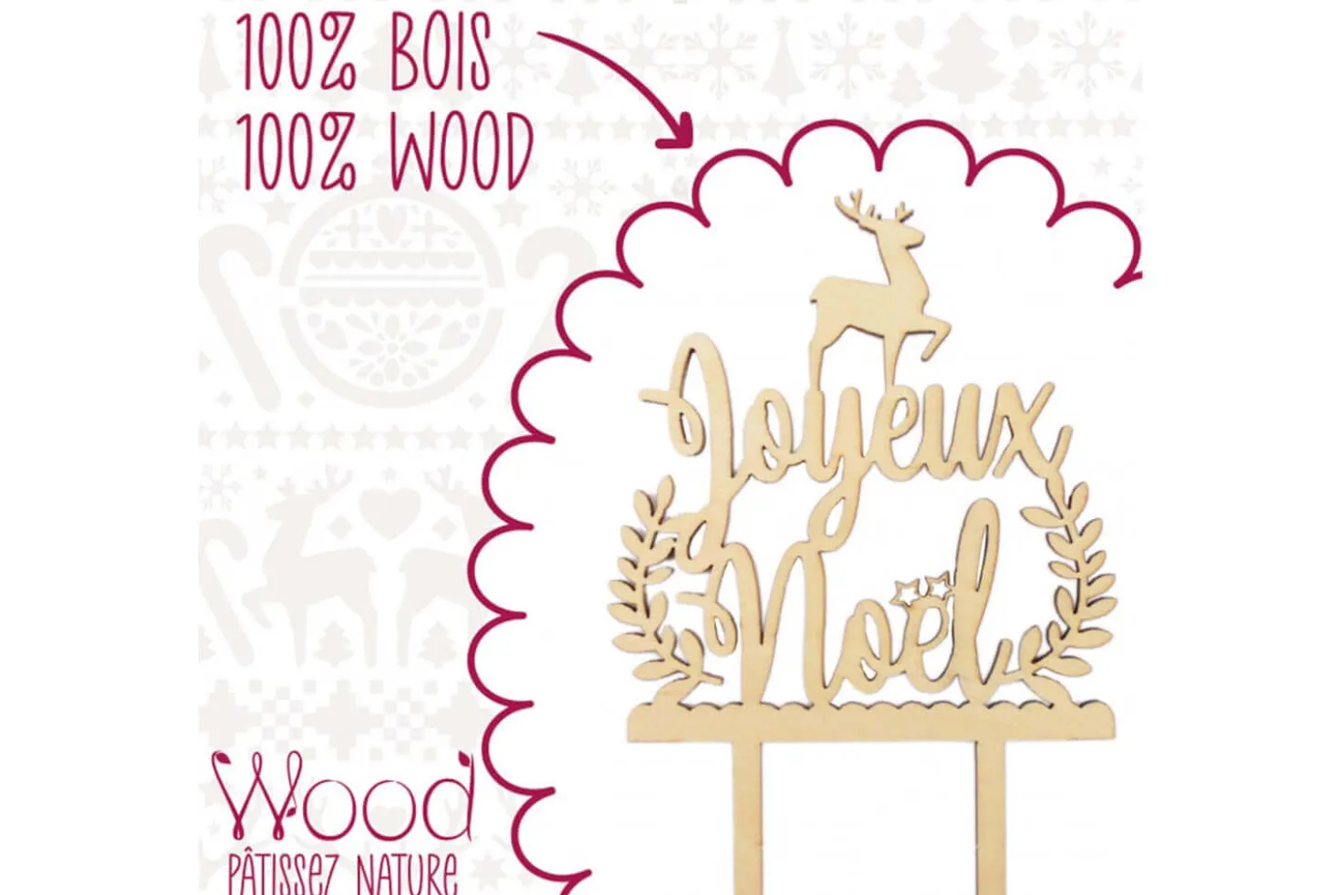 Cake topper Joyeux Noël Scrapcooking en bois