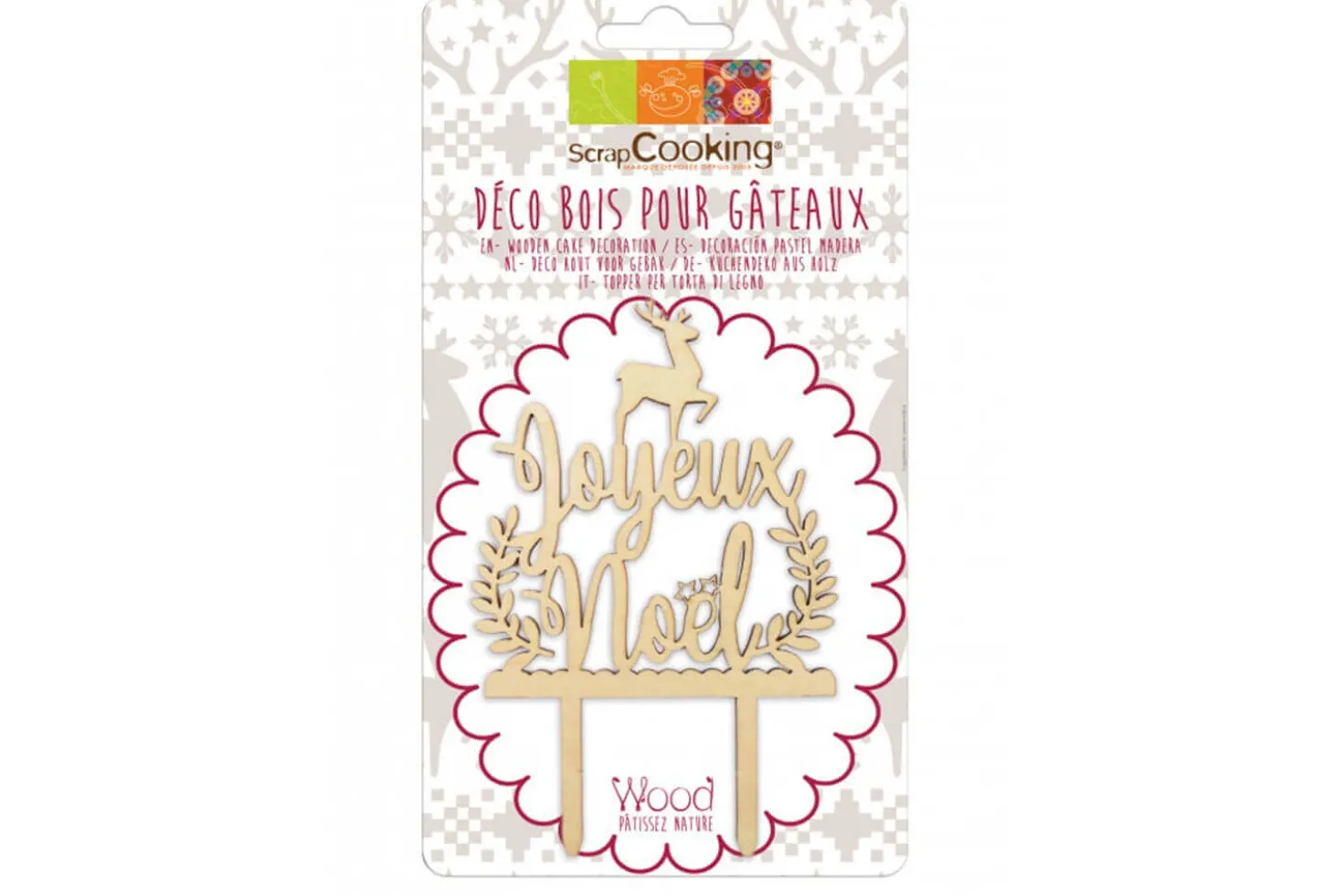 Cake topper Joyeux Noël Scrapcooking en bois