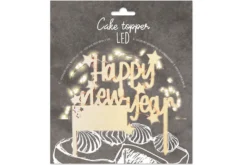 Cake topper Scrapcooking "Happy new year" en bois à LED