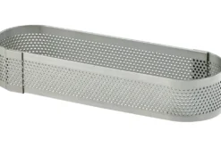 Cercle à tarte oblong perforé 14x5x2cm en inox