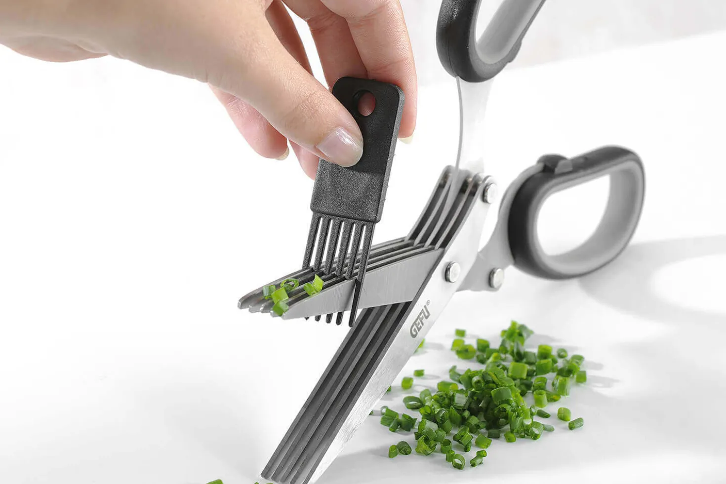 Ciseaux à herbes Gefu Cutare 5 lames avec peigne de nettoyage