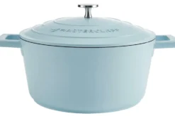 Cocotte MasterClass compatible induction en fonte d'aluminium bleu pastel 4L