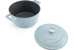 Cocotte MasterClass compatible induction en fonte d'aluminium bleu pastel 4L