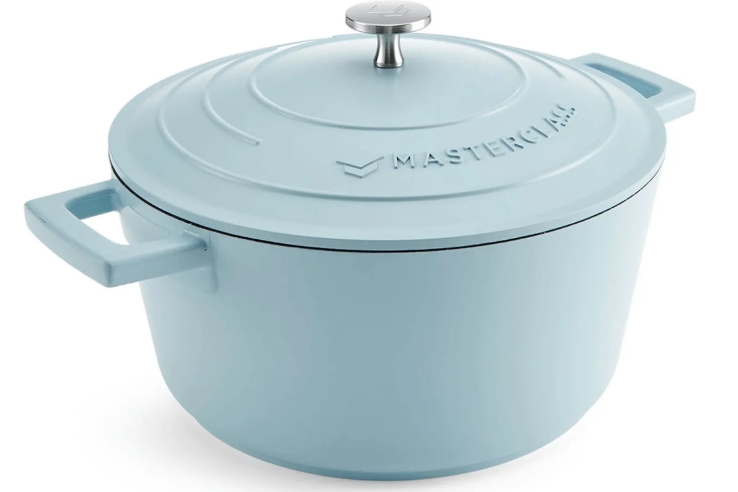 Cocotte MasterClass compatible induction en fonte d'aluminium bleu pastel 4L