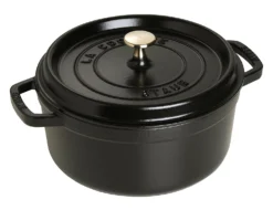 Cocotte ronde en fonte émaillée STAUB noir mat