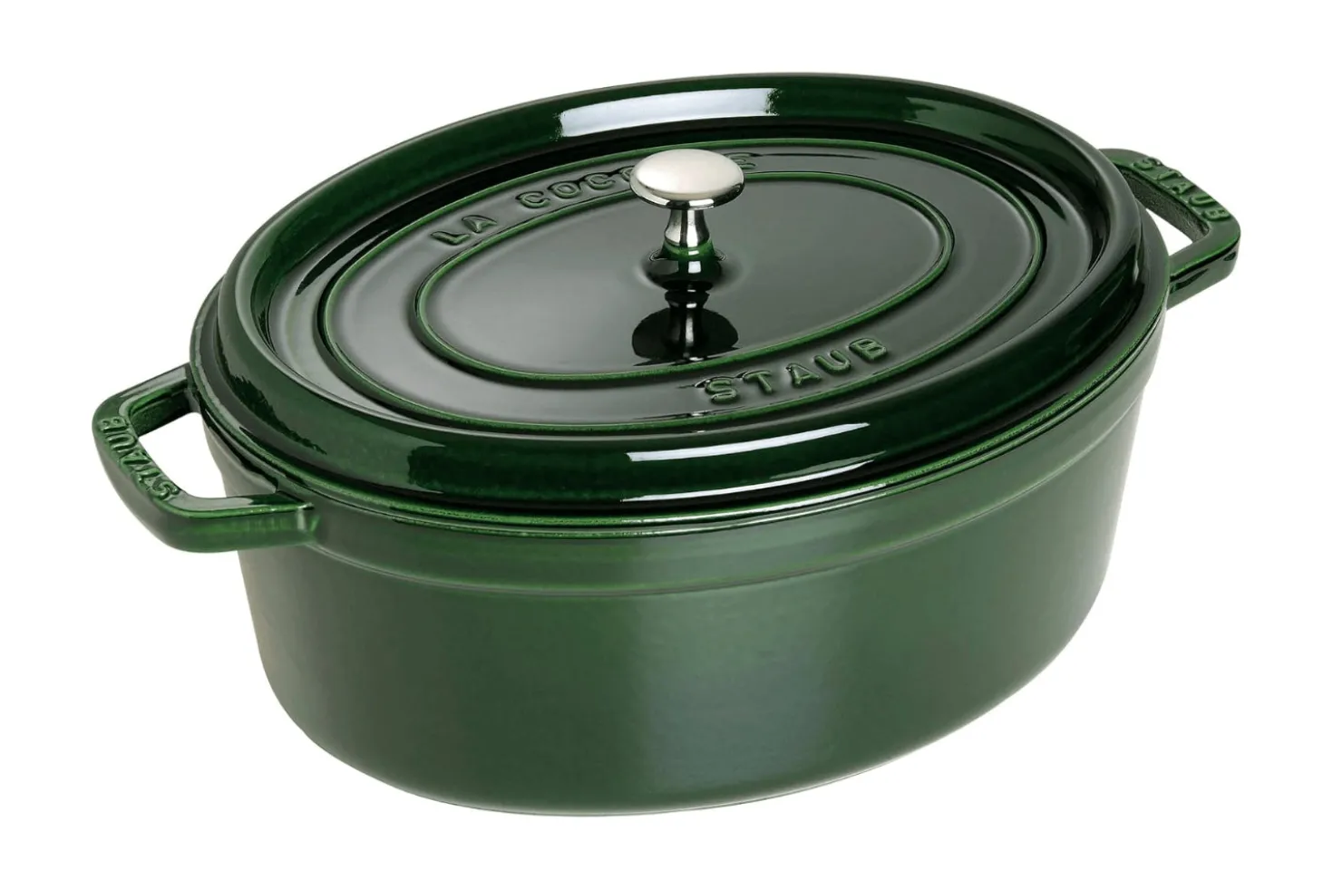 Cocotte Staub ovale en fonte émaillée basilic
