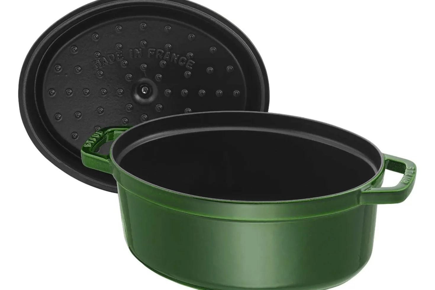 Cocotte Staub ovale en fonte émaillée basilic