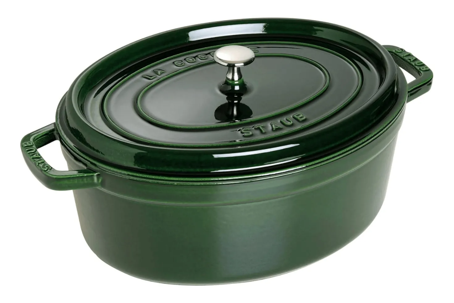 Cocotte Staub ovale en fonte émaillée basilic