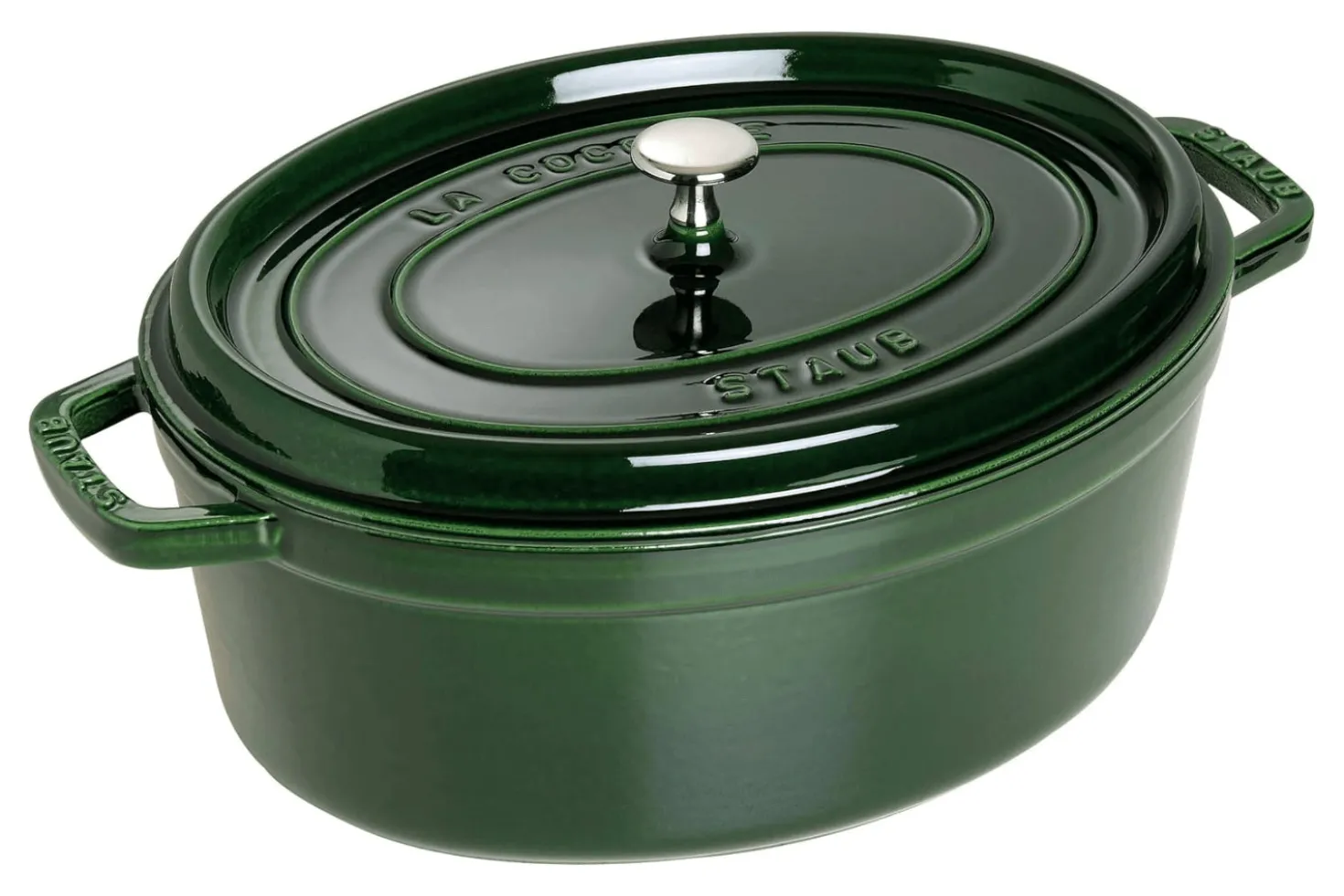 Cocotte Staub ovale en fonte émaillée basilic