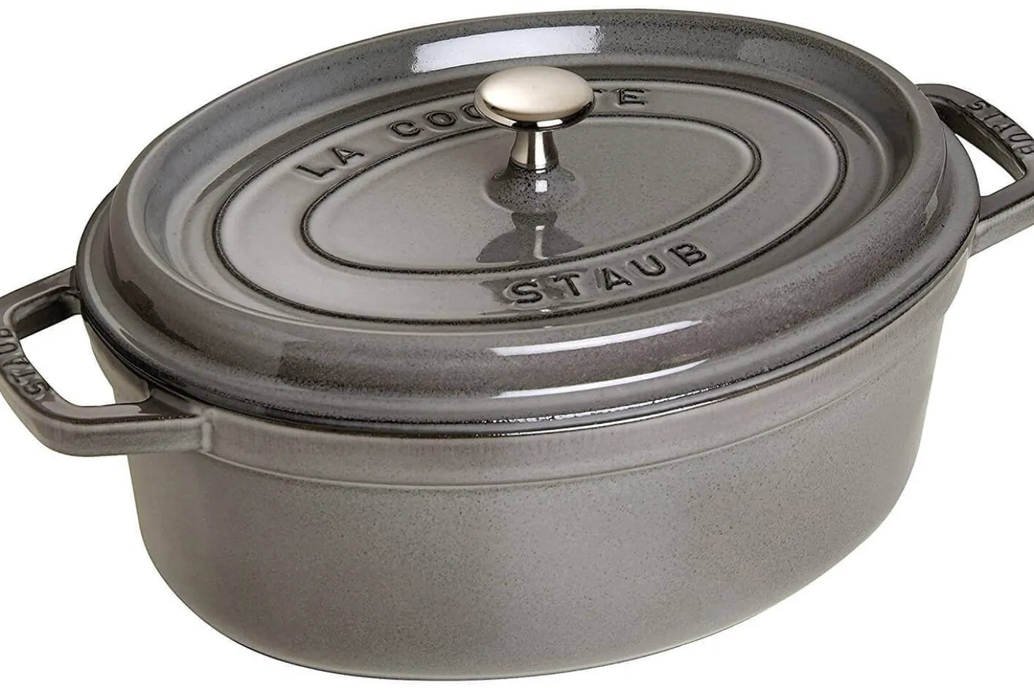 Cocotte STAUB ovale en fonte émaillée gris graphite