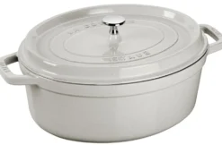 Cocotte STAUB ovale en fonte émaillée truffe blanche