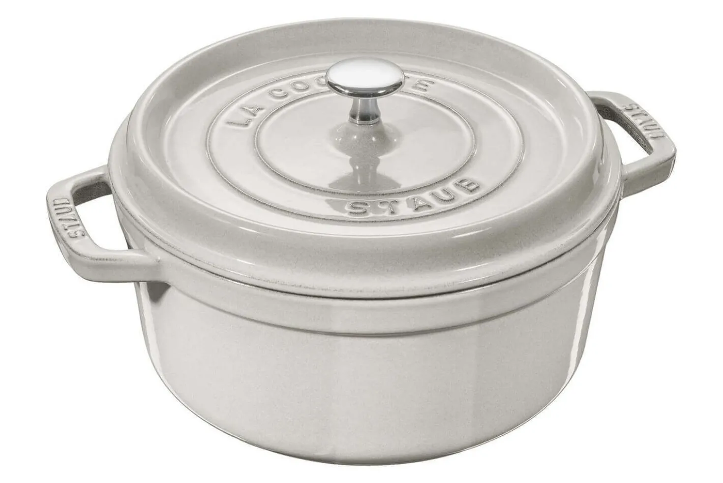 Cocotte STAUB ronde en fonte émaillée truffe blanche