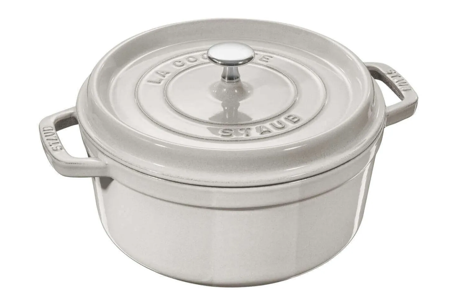 Cocotte STAUB ronde en fonte émaillée truffe blanche
