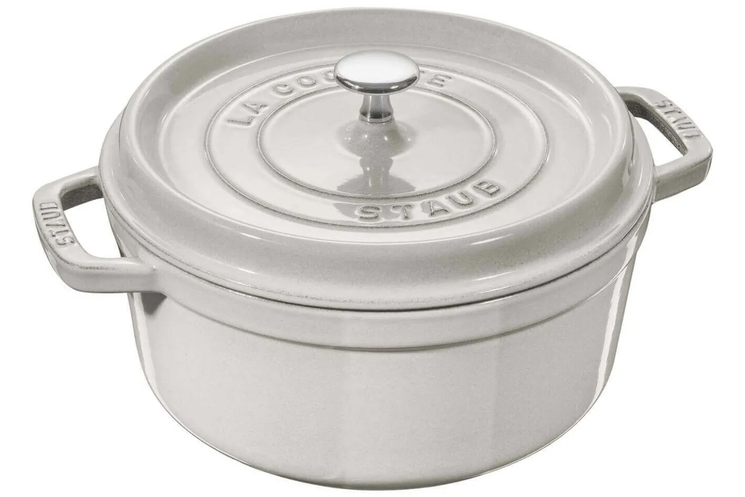 Cocotte STAUB ronde en fonte émaillée truffe blanche