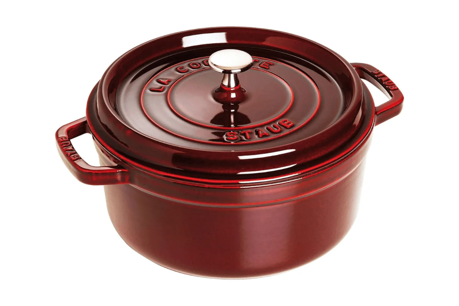 Cocotte Staub ronde en fonte émaillée grenadine