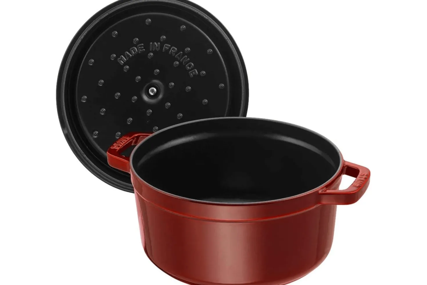 Cocotte Staub ronde en fonte émaillée grenadine