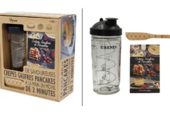 Coffret cadeau Cookut Shaker crêpes, pancakes + gaufres - 1 shaker + 1 tartineur + 1 livre recettes