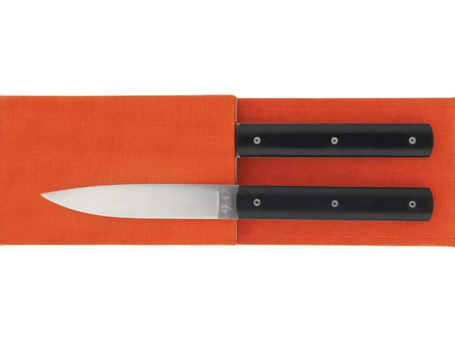 Coffret cadeau 2 couteaux de table Perceval 9.47 lame 10cm manche noir
