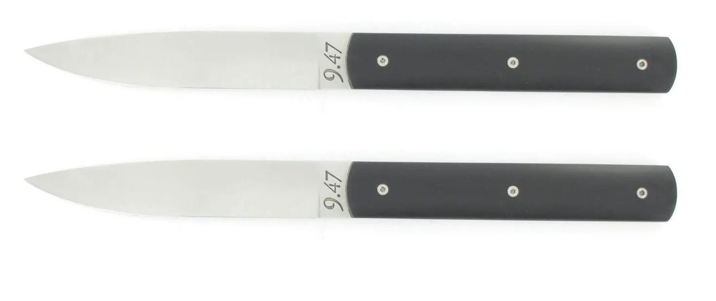 Coffret cadeau 2 couteaux de table Perceval 9.47 lame 10cm manche noir