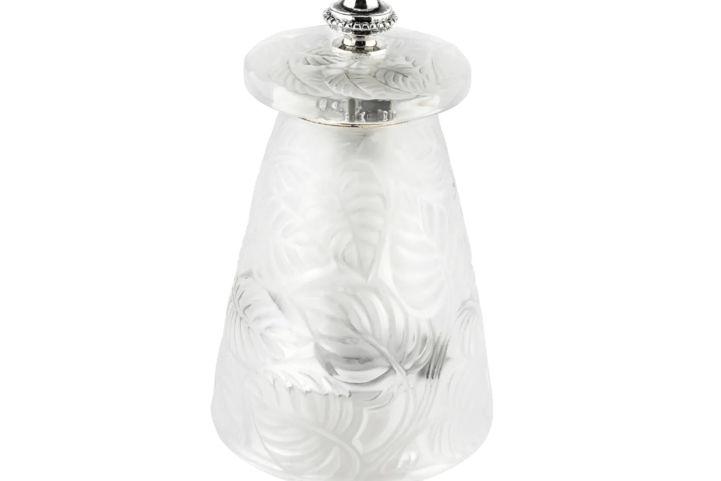 Coffret cadeau moulin à poivre + 1 moulin à sel Peugeot Lalique Feuilles en cristal 9cm - Edition limitée