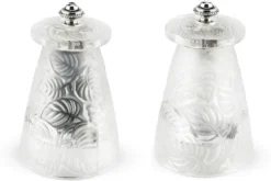 Coffret cadeau moulin à poivre + 1 moulin à sel Peugeot Lalique Feuilles en cristal 9cm - Edition limitée