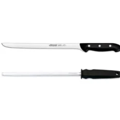 Coffret couteau à jambon + fusil Arcos MAITRE lame acier inox NITRUM