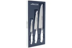 Coffret 3 couteaux Arcos Riviera White forgés : 1 Office + 2 Cuisines (15cm / 20cm)