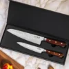 Coffret 2 couteaux de cuisine Fukito Rosewood Damas 67 couches : Universel + Chef