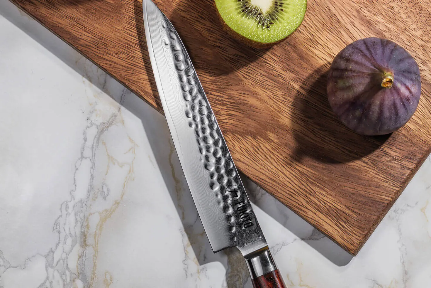 Coffret 2 couteaux de cuisine Fukito Rosewood Damas 67 couches : Universel + Chef