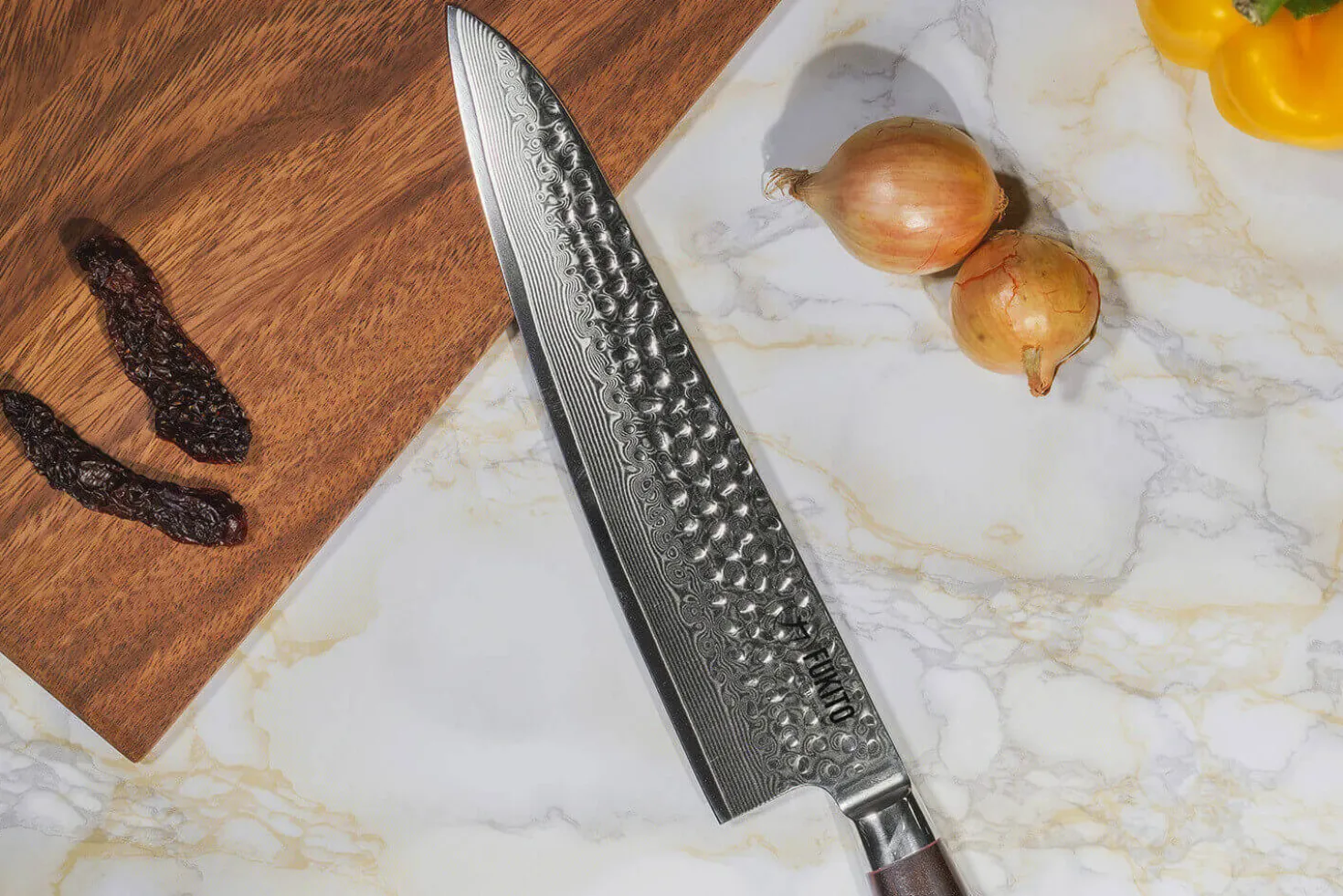 Coffret 2 couteaux de cuisine Fukito Rosewood Damas 67 couches : Universel + Chef