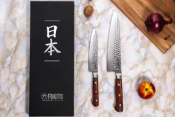 Coffret 2 couteaux de cuisine Fukito Rosewood Damas 67 couches : Universel + Chef