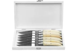 Coffret 6 couteaux de table Prestige Laguiole Bougna manches en os ouvragés