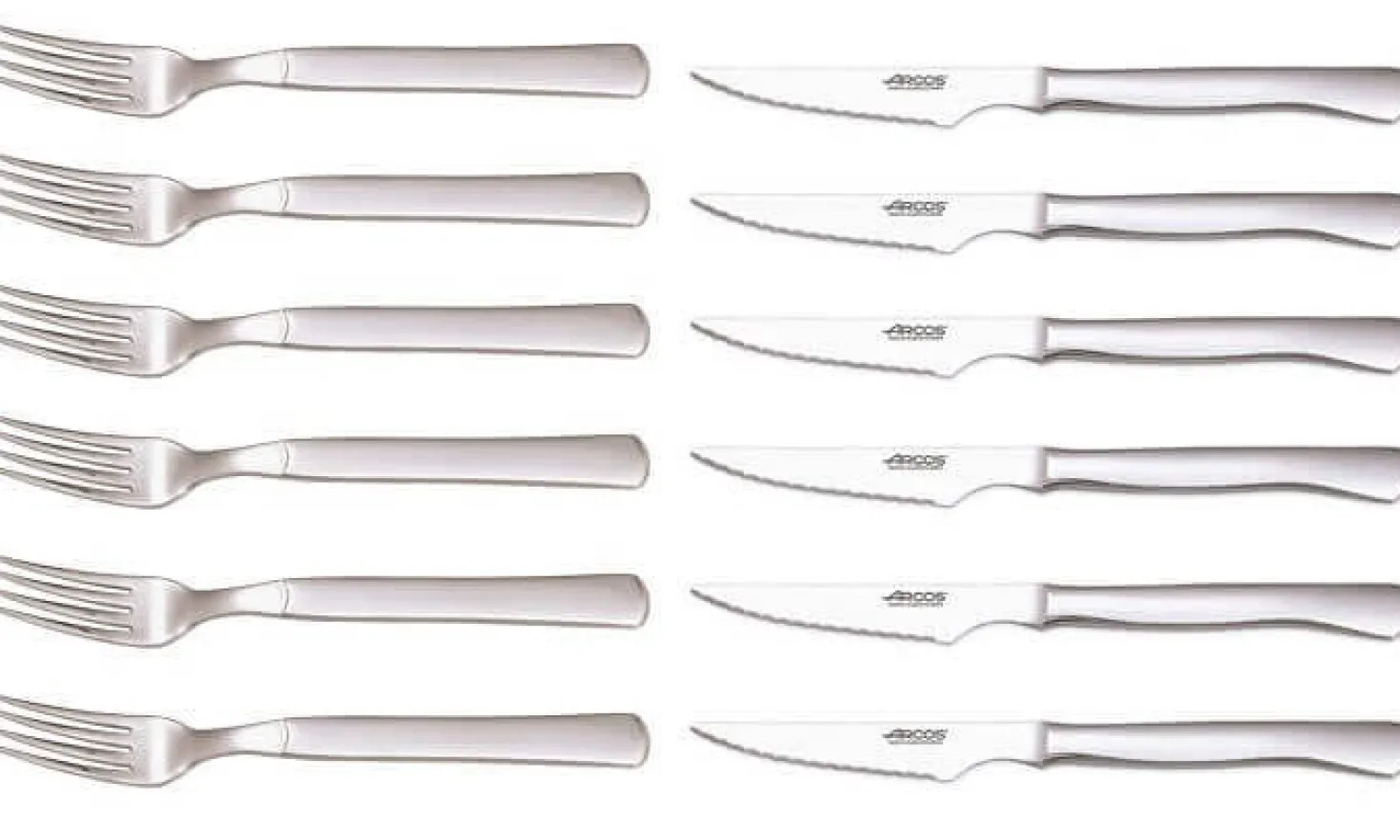 Coffret 6 couteaux + 6 fourchettes Arcos monobloc lames microdentées