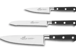 Coffret 3 couteaux français SABATIER Idéal Inox 100% forgé Chef+Universel+Office