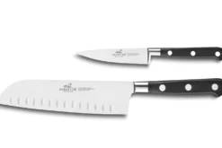 Coffret 2 couteaux français SABATIER Idéal Inox 100% forgé Santoku+Office