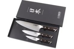 Coffret 3 couteaux Fukito Ebène X50 Chef + Universel + Office
