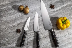 Coffret 3 couteaux Fukito Ebène X50 Chef + Universel + Office