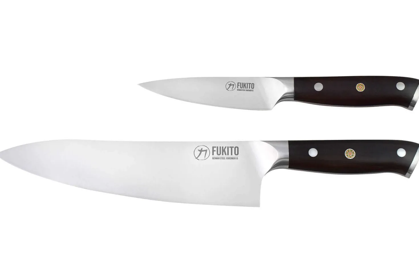 Coffret 2 couteaux Fukito Ebène X50 Chef + Office