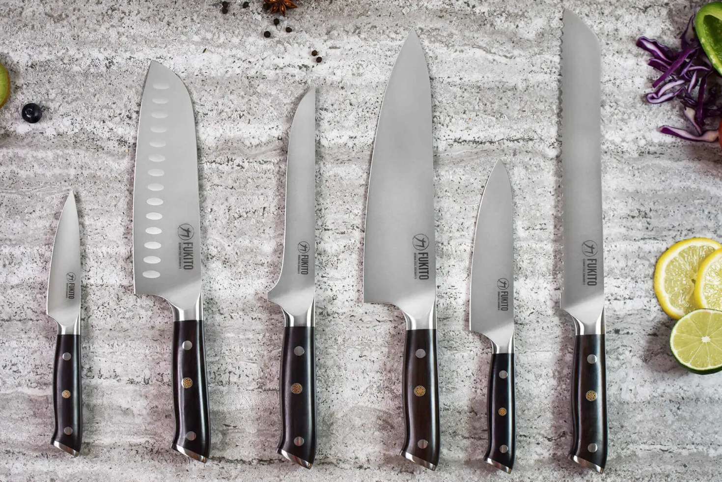 Coffret 2 couteaux Fukito Ebène X50 Chef + Office