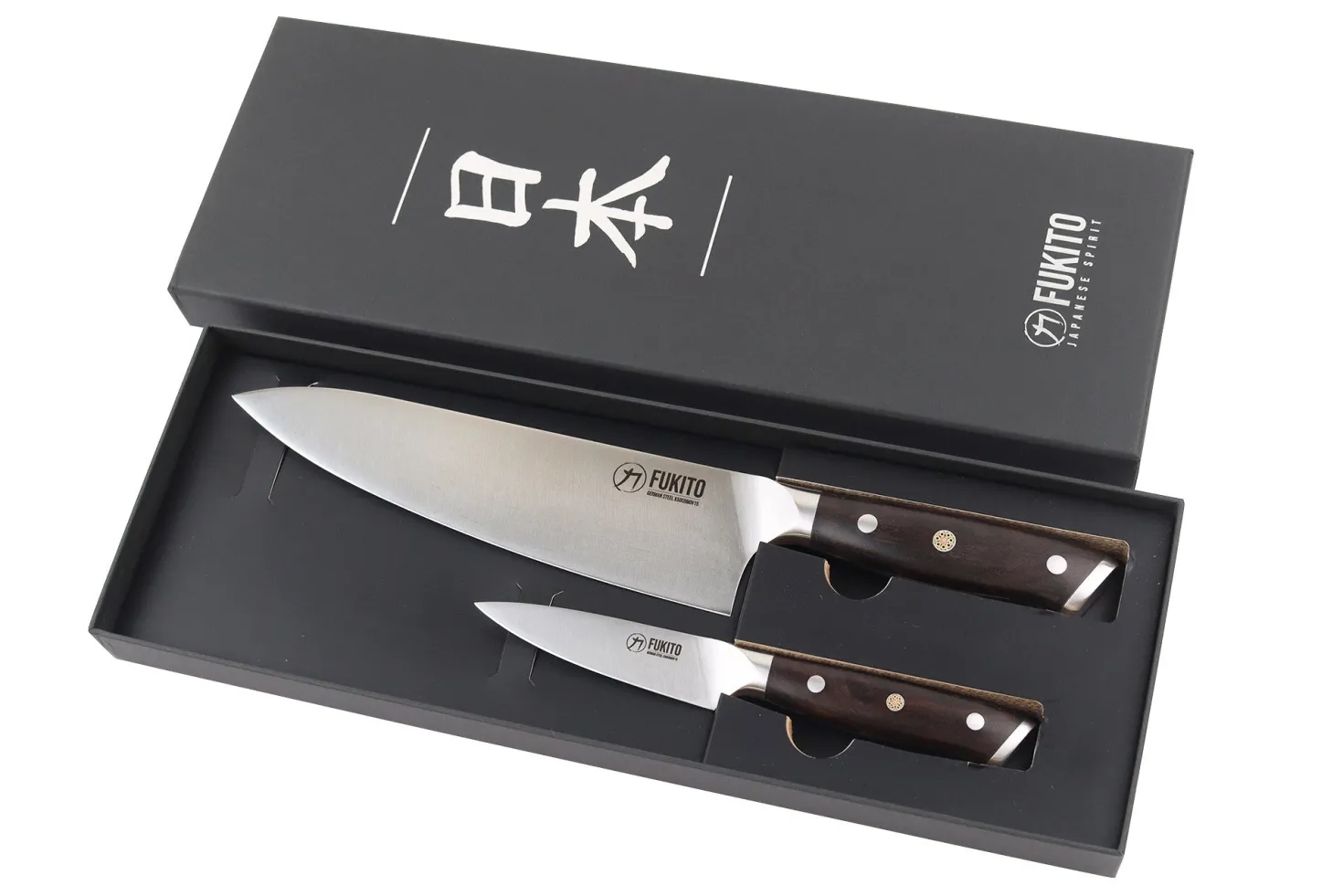Coffret 2 couteaux Fukito Ebène X50 Chef + Office