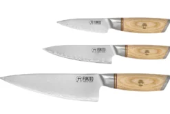 Coffret 3 couteaux Fukito Pakka San Mai Chef + Universel + Office