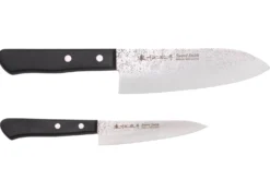 Coffret 2 couteaux japonais Satake Cutlery Nashiji santoku + office