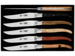 Coffret 6 couteaux Laguiole Arbalète G.DAVID 23cm inox manche bois mitre inox