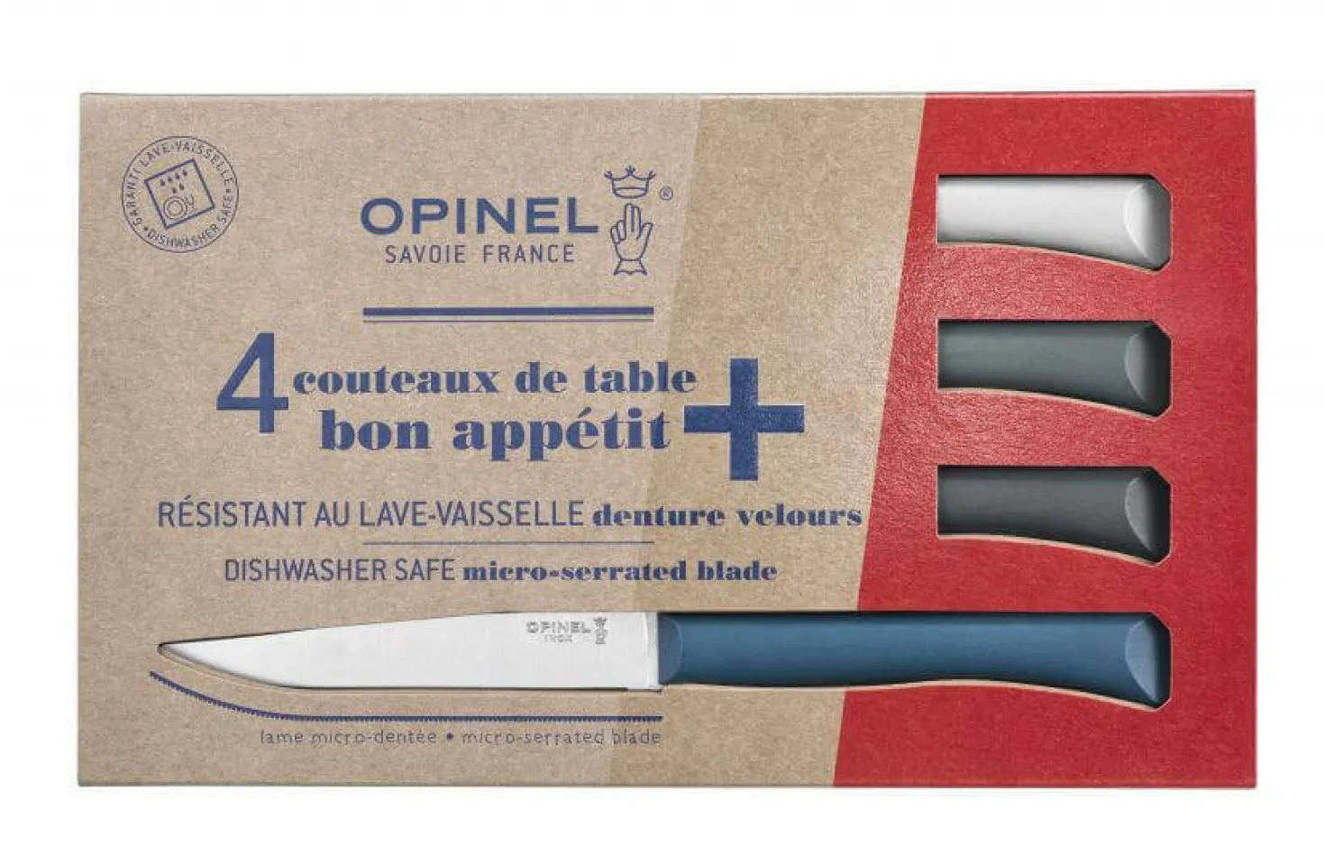Coffret 4 couteaux Opinel Bon Appétit+ Tempête 11cm inox