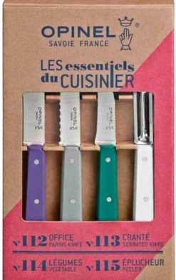Coffret 4 couteaux Opinel Les Essentiels Art Déco manches couleurs
