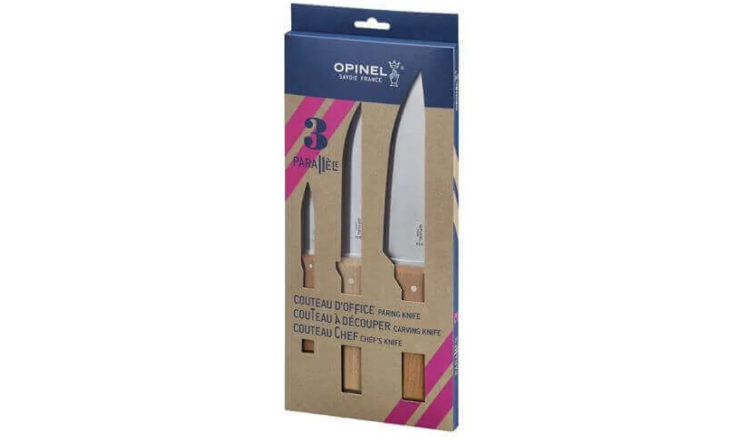 Coffret 3 couteaux Opinel Parallèle Office + Découper + Chef