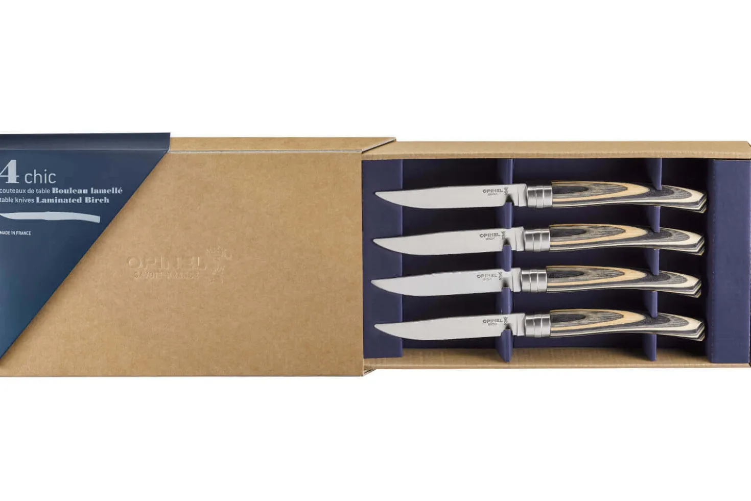Coffret 4 couteaux Opinel Table Chic lame 10cm acier Sandvik