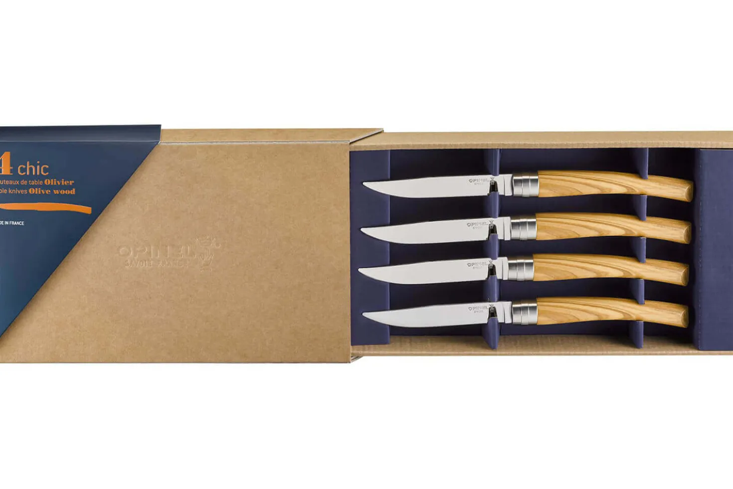 Coffret 4 couteaux Opinel Table Chic lame 10cm acier Sandvik