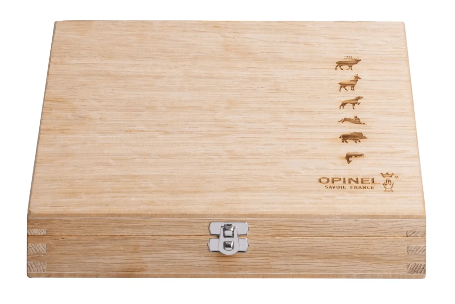 Coffret 6 couteaux Opinel Tradition Gravures Animalia n°08 lame 8,5cm manche chêne