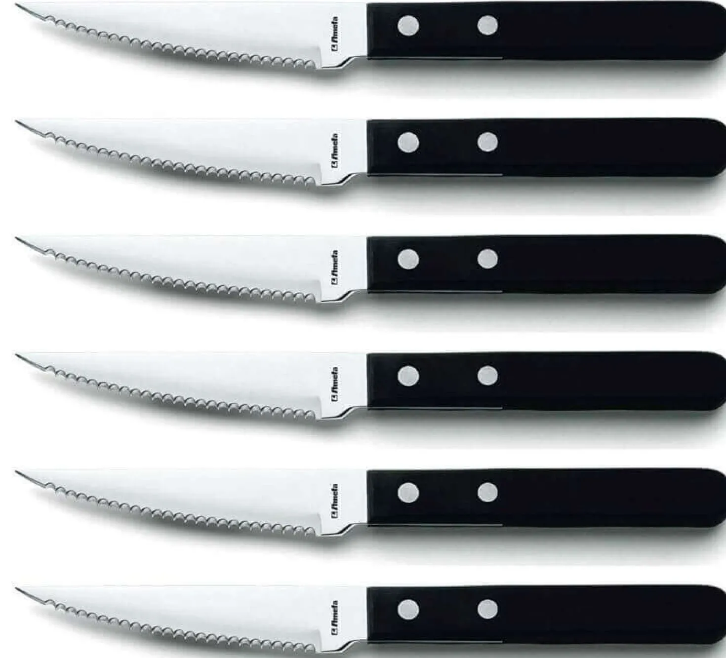 Coffret 6 couteaux à pizza Amefa inox et ABS noir